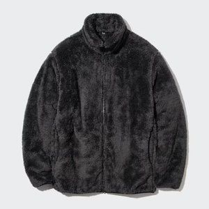 Uniqlo Fluffy Yarn Fleece Full Zip Up Jacket Black